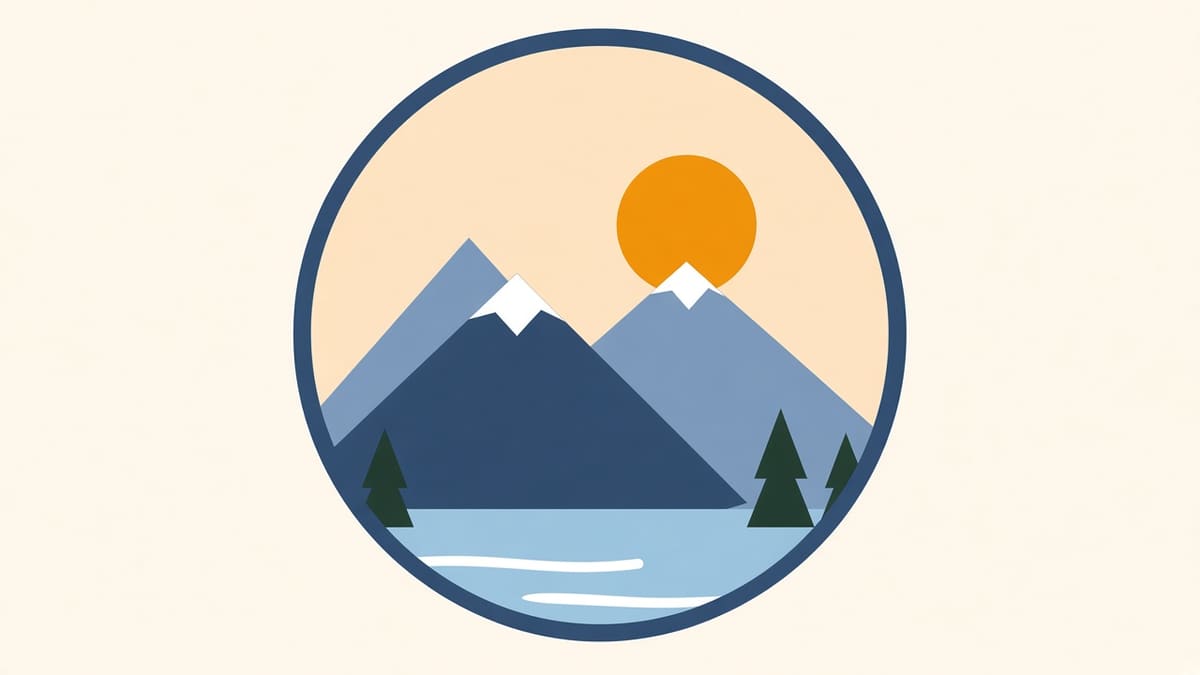 The traced vector preview of the mountain badge with flat colour areas and smooth curves