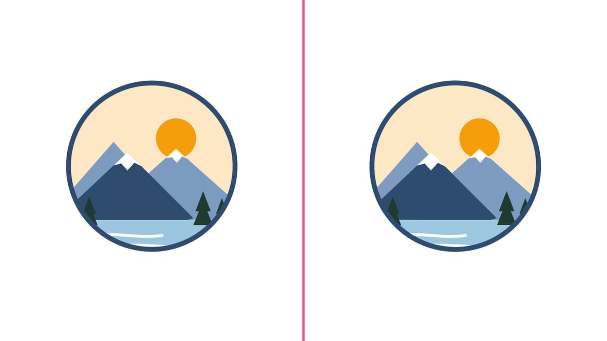 A PNG badge on the left and the same design rendered from the PNG to EPS vector file on the right